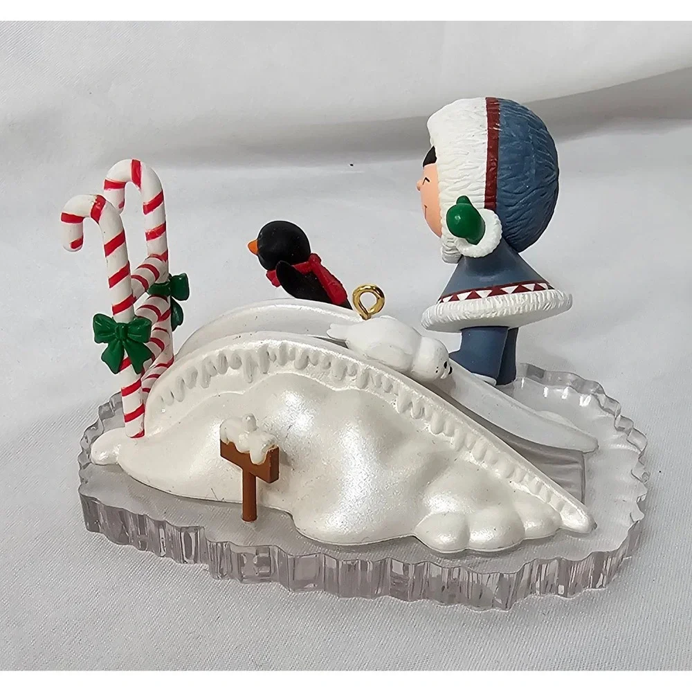 Hallmark Frosty Friends Ornament OS Multi Eskimo Penguin Slide Candy Cane 1990s